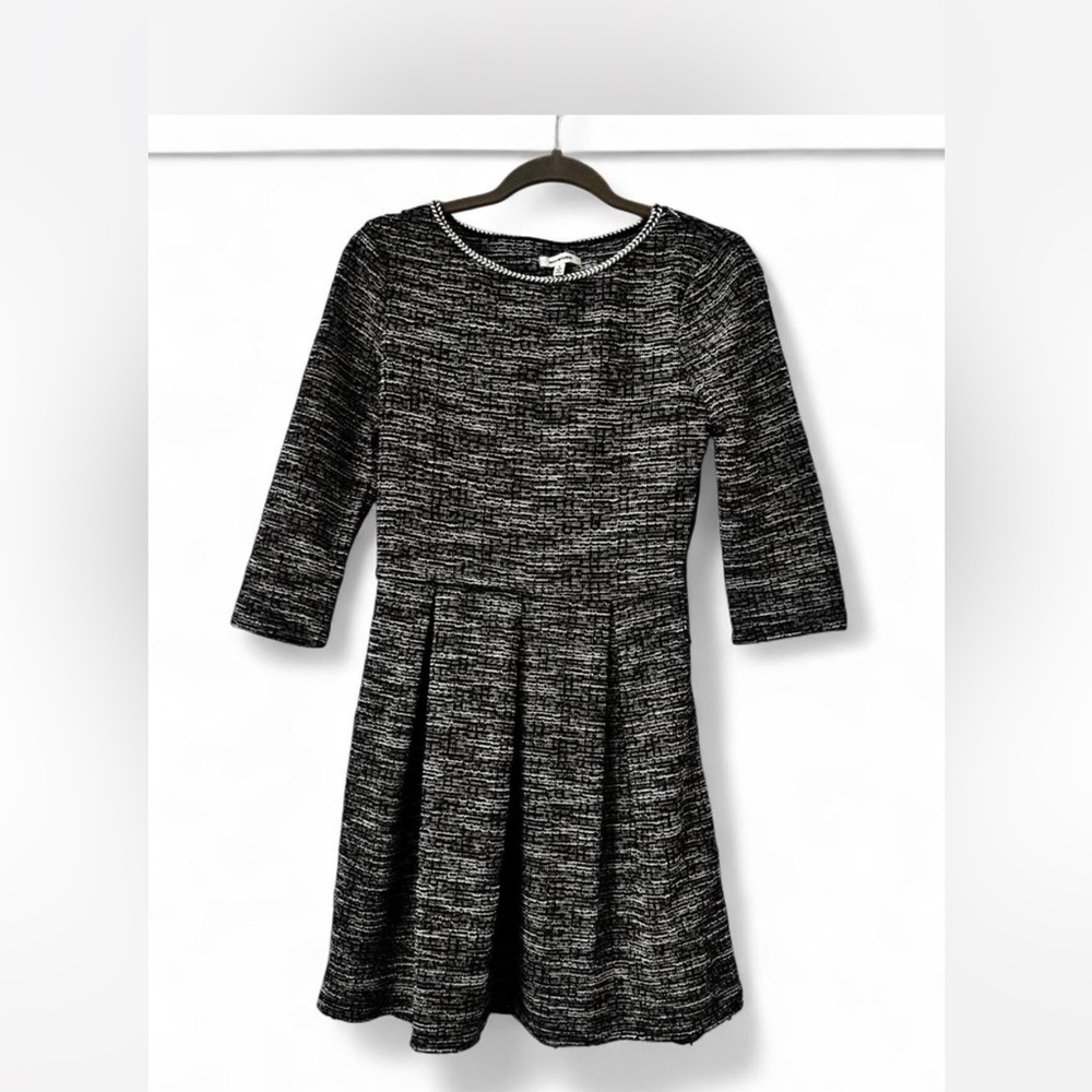 Max Studio Black, White and Pink Tweed Skater Dress - S